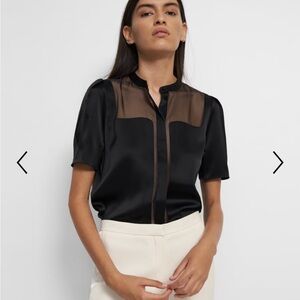 Theory Black Short Sleeve Blouse